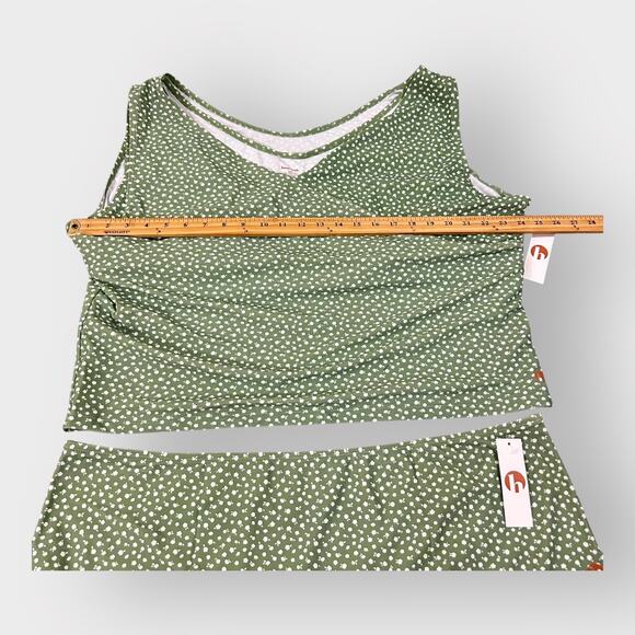 New Honey Mark Swim Set Green Floral Bikini High Waist‎ Full Coverage 5XL - Picture 5 of 8